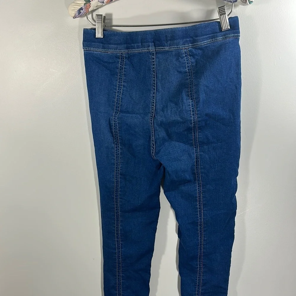 Free People Blue Ankle Cropped Jeans Legging Jeggings Size W26 RIbbed - Picture 7 of 7